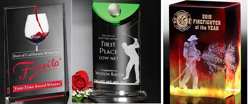 laser etched custom images for awards, trophies